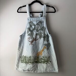 Basic‎ Image Safari Pinafore Dress Girls L 12-14 Light Blue Painted Vintage 90s